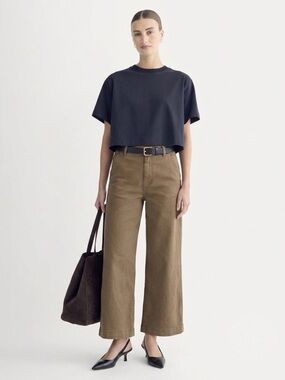 EVERLANE Women's Cropped Wide Leg Denim Jeans - Brown, Sz 8R